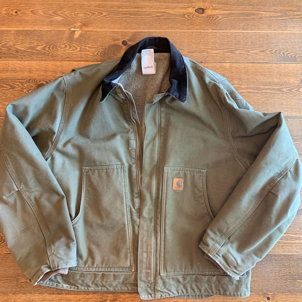 Carhartt Mens Olive Coat, Large